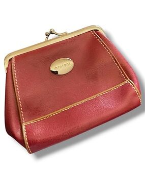 Minicci Red Leather Kiss-Lock Coin Pouch with Gold Hardware